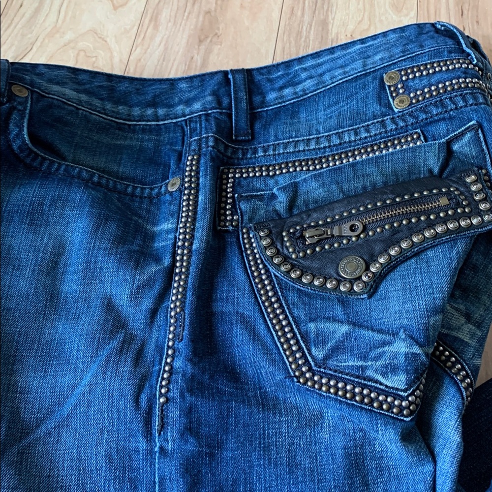 Robin's Jean Dark Blue Bootcut Jeans with Stud Accents - Picture 9 of 16
